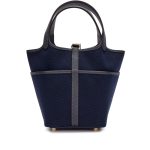 Hermès Caban Swift and Bleu Marine Toile Goeland Cargo Picotin Lock 18 Gold Hardware - Image 3